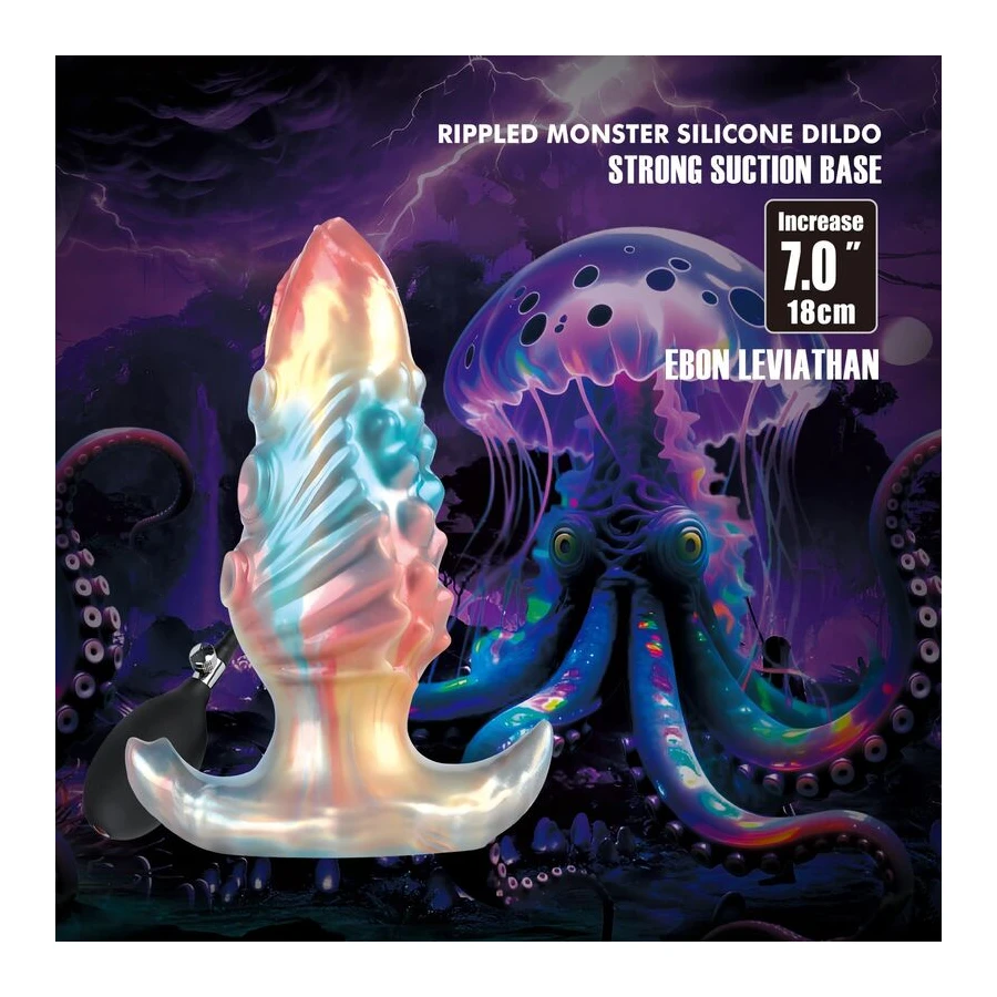POWER MONSTERS - PLUG ANAL GONFLABLE TRICOLOR EBON LEVIATHAN 18 CM